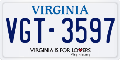 VA license plate VGT3597