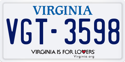 VA license plate VGT3598