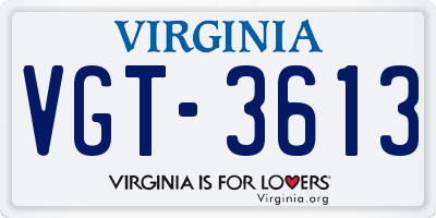VA license plate VGT3613