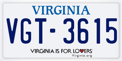 VA license plate VGT3615