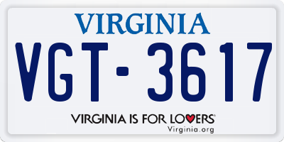 VA license plate VGT3617