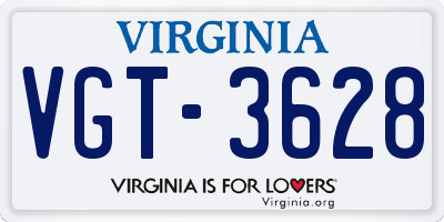 VA license plate VGT3628