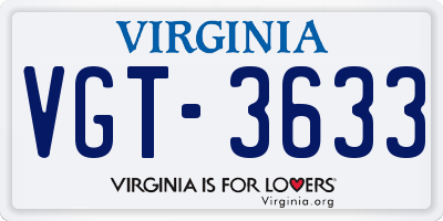 VA license plate VGT3633