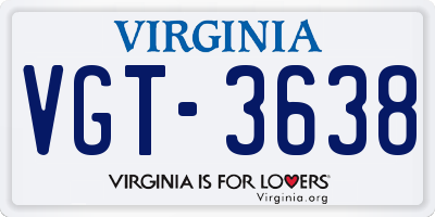 VA license plate VGT3638