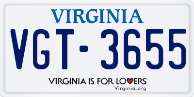 VA license plate VGT3655