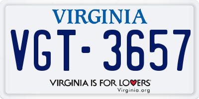 VA license plate VGT3657