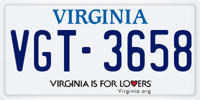VA license plate VGT3658