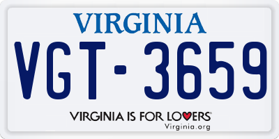 VA license plate VGT3659