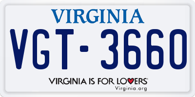 VA license plate VGT3660