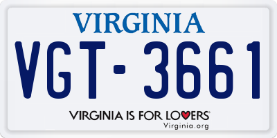 VA license plate VGT3661