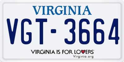 VA license plate VGT3664