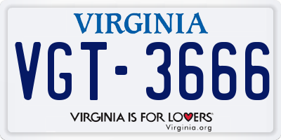 VA license plate VGT3666