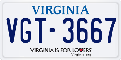 VA license plate VGT3667