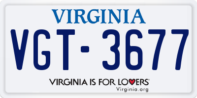 VA license plate VGT3677