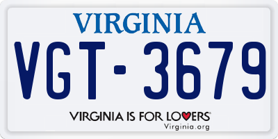 VA license plate VGT3679