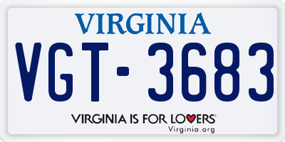 VA license plate VGT3683
