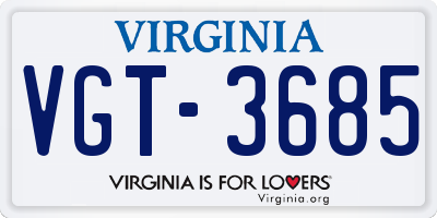 VA license plate VGT3685