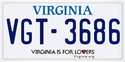 VA license plate VGT3686