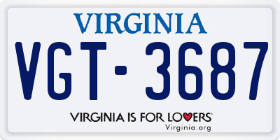 VA license plate VGT3687