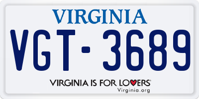 VA license plate VGT3689