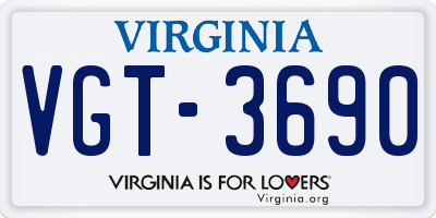 VA license plate VGT3690