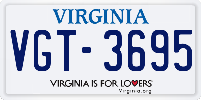 VA license plate VGT3695
