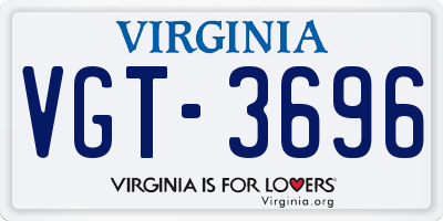 VA license plate VGT3696