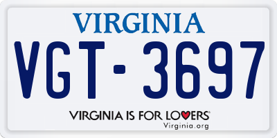 VA license plate VGT3697