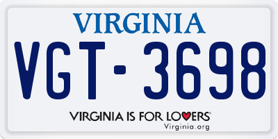 VA license plate VGT3698