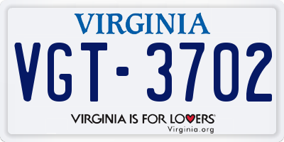 VA license plate VGT3702