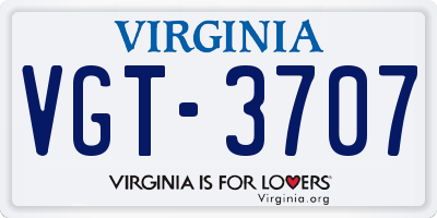 VA license plate VGT3707