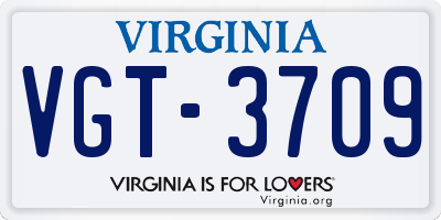 VA license plate VGT3709