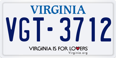 VA license plate VGT3712