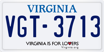 VA license plate VGT3713