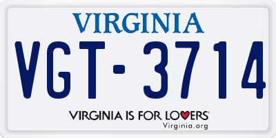 VA license plate VGT3714