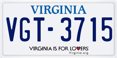 VA license plate VGT3715