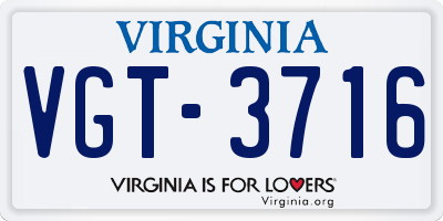 VA license plate VGT3716
