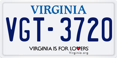 VA license plate VGT3720