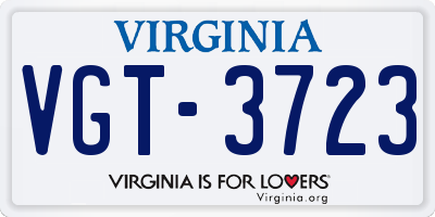 VA license plate VGT3723