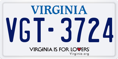 VA license plate VGT3724