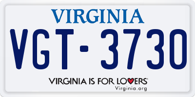 VA license plate VGT3730