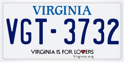 VA license plate VGT3732