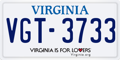 VA license plate VGT3733