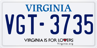 VA license plate VGT3735