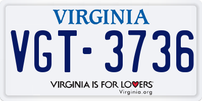VA license plate VGT3736