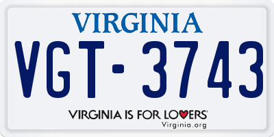 VA license plate VGT3743