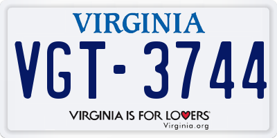 VA license plate VGT3744