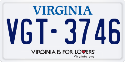 VA license plate VGT3746