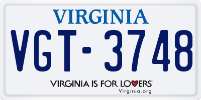 VA license plate VGT3748