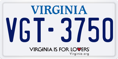 VA license plate VGT3750